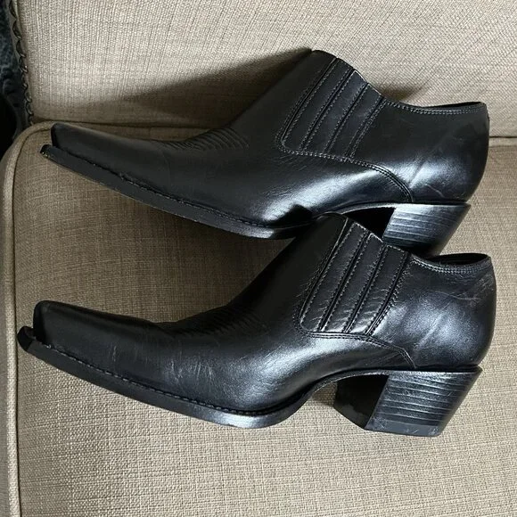 Charlie 1 Horse Black Booties Size 8 (B) Boots Short Leather Western Cowboy - Picture 12 of 16